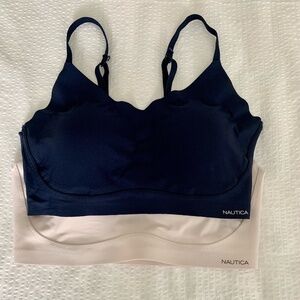 2 pack - NAUTICA Convertible Laser Cut Lounge Bras - Size L.  Blue and Blush